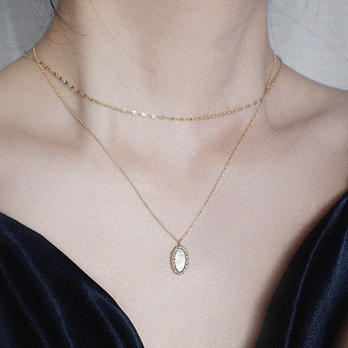 Bubble oval necklace (14K 골드)